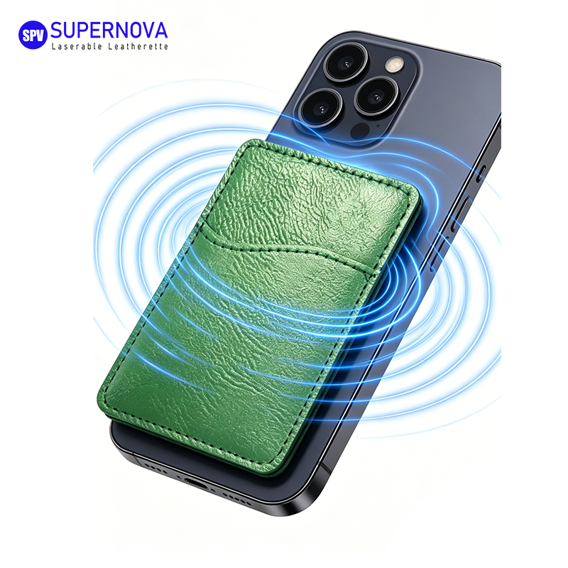 Laserowe etui na karty telefoniczne ze sztucznej skóry z magnesem
