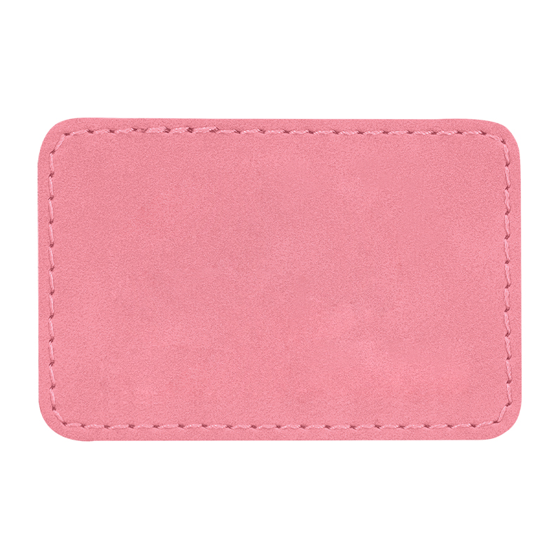 Prostokątne naszywki ze sztucznej skóry o wymiarach 3 1/2' x 2 1/2'.