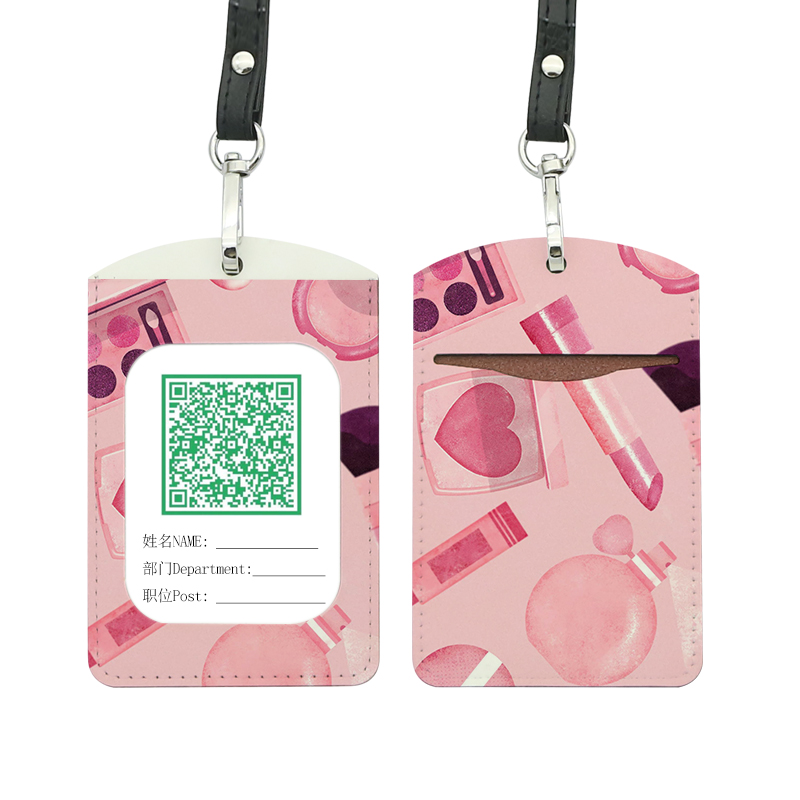 Etui na identyfikator wykonane ze sztucznej skóry metodą sublimacji — prosta, podwójna warstwa karty Etui na identyfikator wykonane ze sztucznej skóry metodą sublimacji — prosta, podwójna warstwa karty